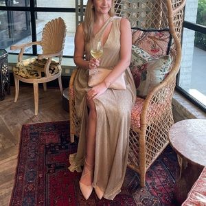 Dress The Population Kienna Gown in Pale Gold